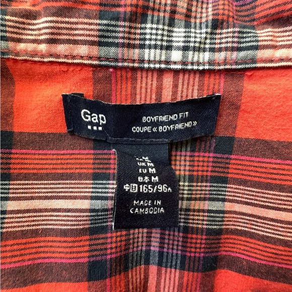 GAP NWOT BOYFRIEND FIT BUTTON DOWN PLAID COTTON SHIRT | SIZE: MEDIUM - Picture 8 of 9